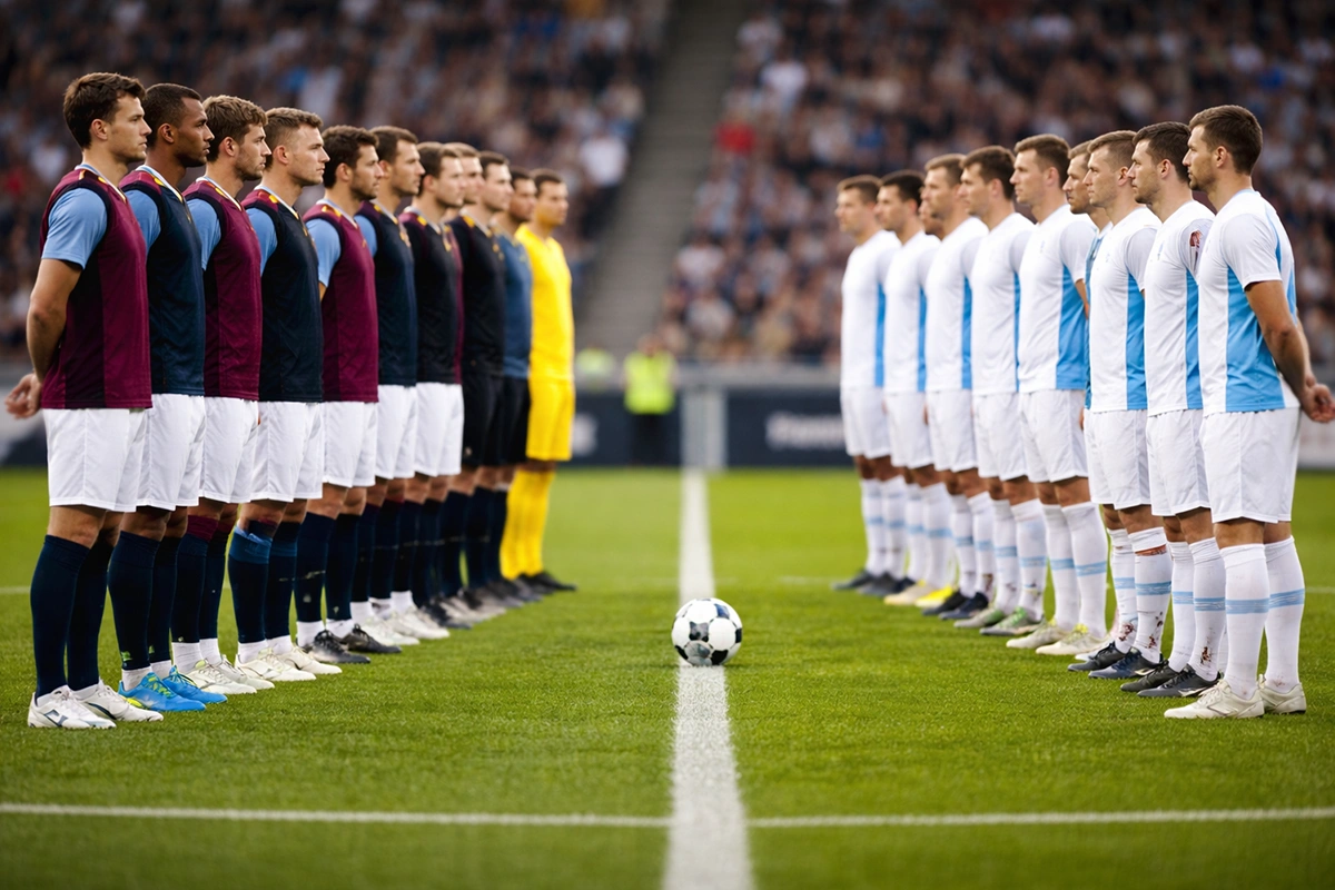 Dos equipos de f&uacute;tbol enfrent&aacute;ndose en el campo con diferencia de nivel visible