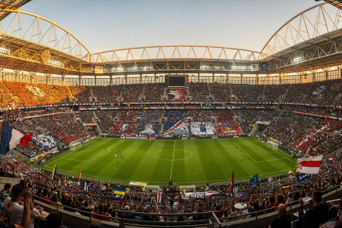 Collage de estadios europeos de f&uacute;tbol con diferentes ambientes